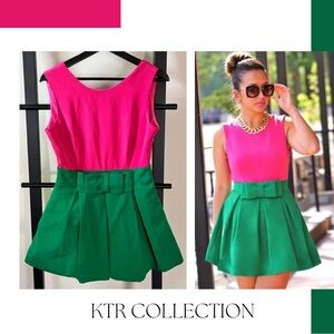 KTRcollection green and pink color block dress size M